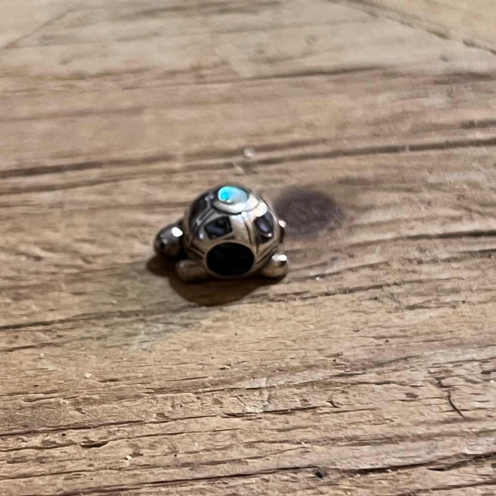 Sterling Silver abalone shell Turtle charm bead for Chamilia Pandora bracelets - Picture 3 of 5